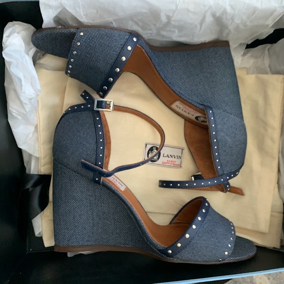 Lanvin Denim Wedge Sandal - Picture 5 of 8